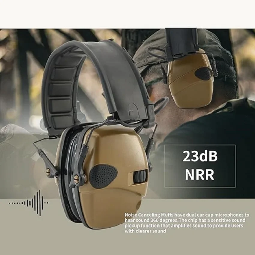 Hearing Protection Electronic Earmuffs Active Noise Reduction Tactical Headset Electronic Shooting Hunting Headphone for Airsoft