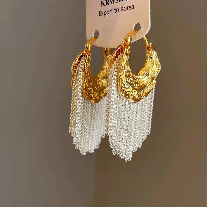 Metal Galaxy Tassel Geometric Chain Earrings for Women All-match Personality Fashion Trend Daily Accessories Jewelry Gift