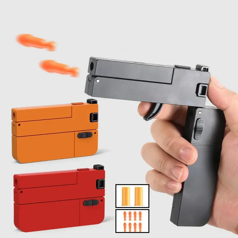 

NEW Funny Plastic life car Throwing Shell Playing Card Gun with Soft Bullet Creative Gun Toy