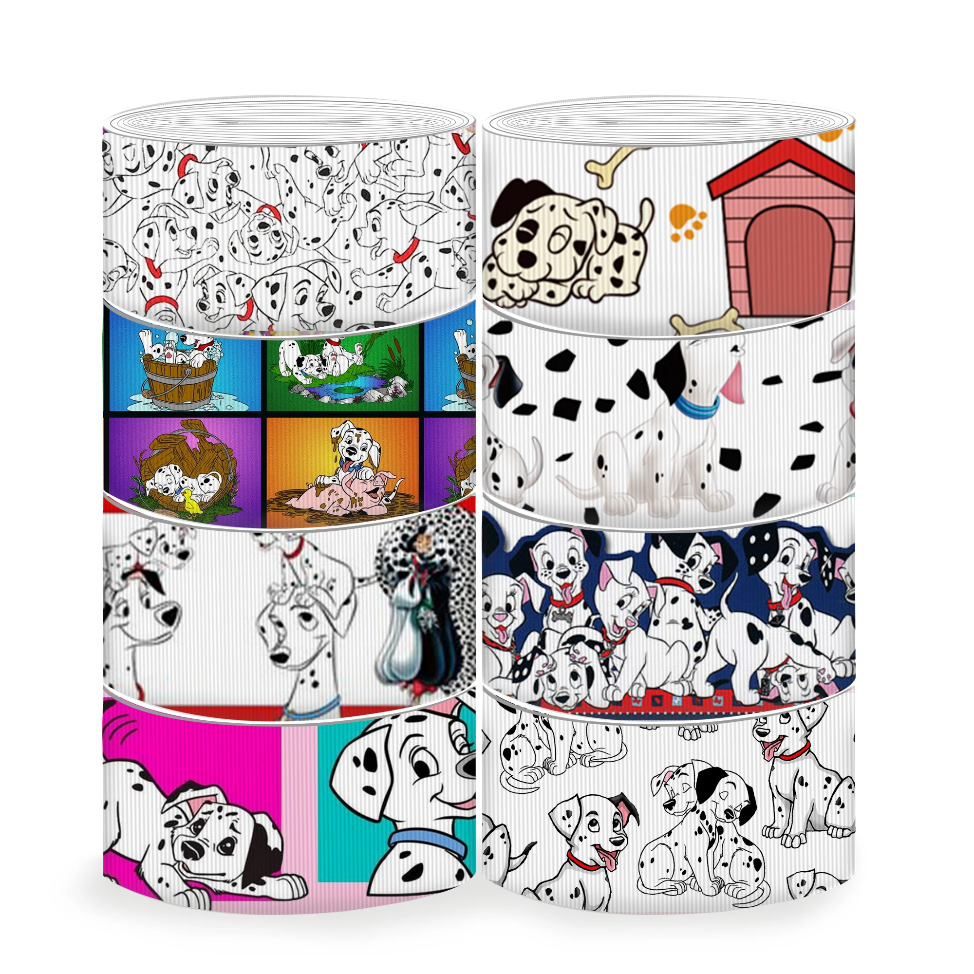 Disney 5 Yards Multi Size 101 Dalmatians Printed Grosgrain Ribbon For Hairbow DIY Craft Supplies Cartoon Ribbons