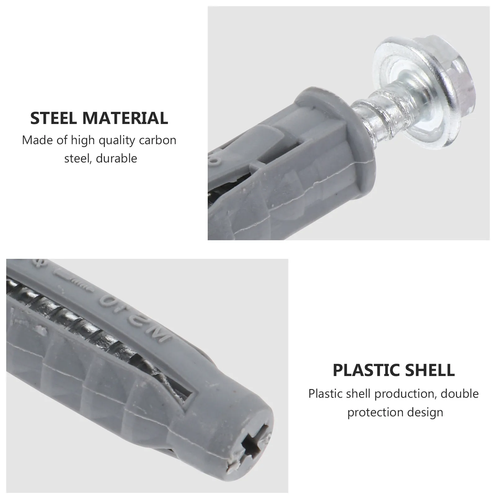6Pcs Installation Expansion Screws Plastic Ribbed Wall Anchors Kit for TV Bracket Carbon Steel Corrosion Resistant Screws