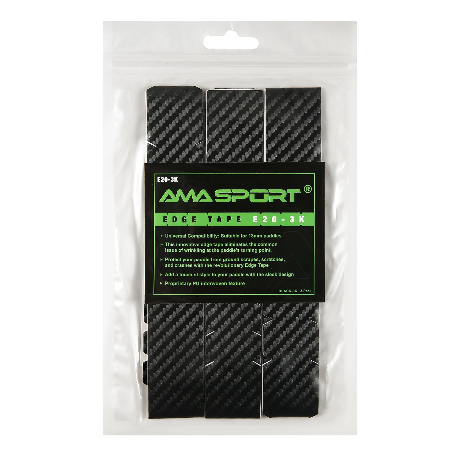 AMA SPORT Pickleball Edge Guard Tape 3K Carbon Fiber Texture 3 Widths Available for All Kinds of Pickleball Paddles Accessories