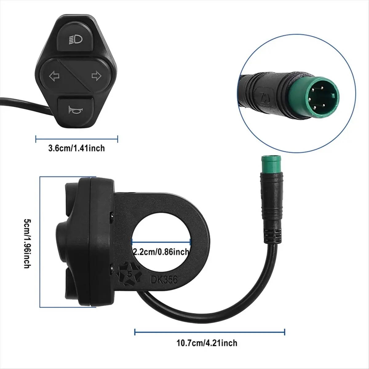

(HOPE) 5-контактный переключатель 3-в-1 (фара, поворотник, звуковой сигнал) для электросамоката Kukirin G2 Master, многофункциональная кнопка управления