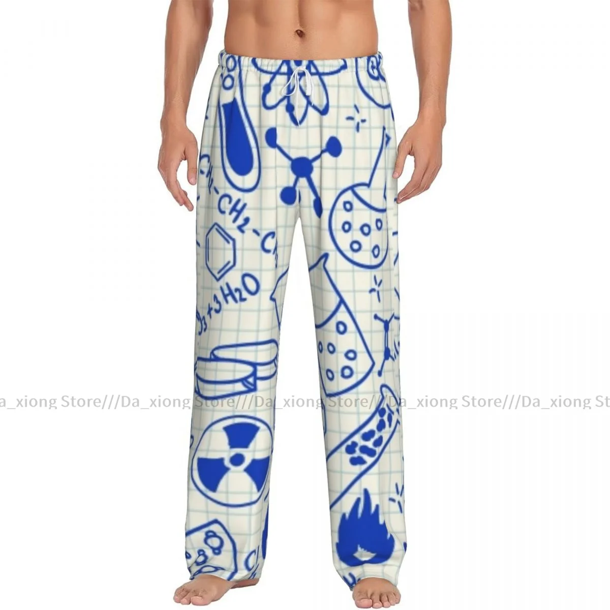 Men Sleep Bottoms Male Lounge Trousers Men's Chemical Doodles Pattern Pajama Pants