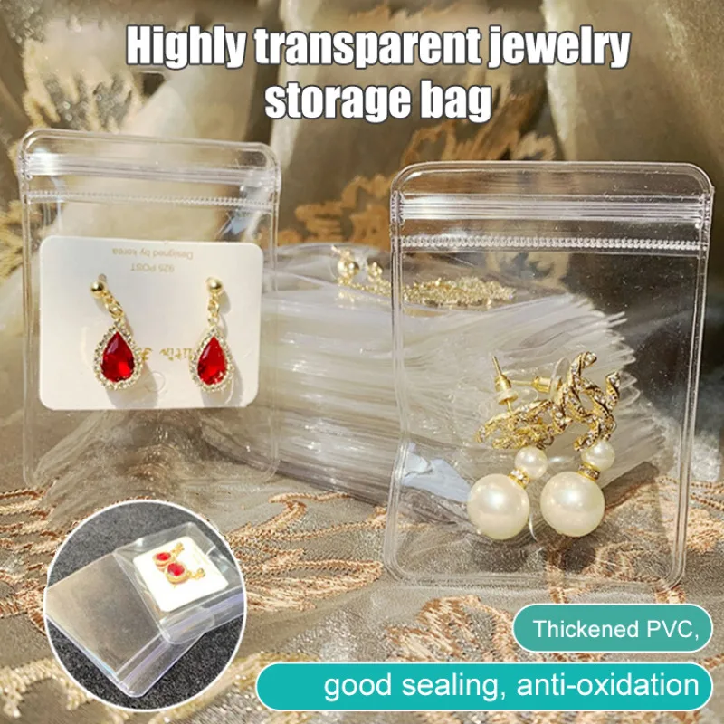 حقيبة تخزين شفافة مجوهرات مقاومة للرطوبة والغبار حلق سوار سميك مضاد للأكسدة