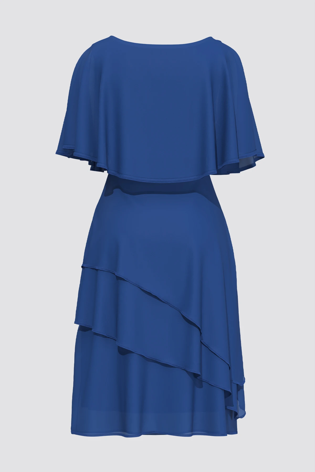 Vestido Midi de talla grande para mujer, de doble capa prenda elegante, manga con volantes, informal, color liso, a la moda, para fiesta y cóctel,