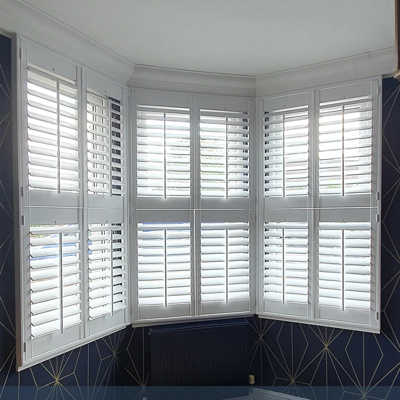 Factory Wholesale Wood and Pvc Plantation Shutters USA Europe Australia Style Bay Windows Jalousie Louver Wooden Window Shutters