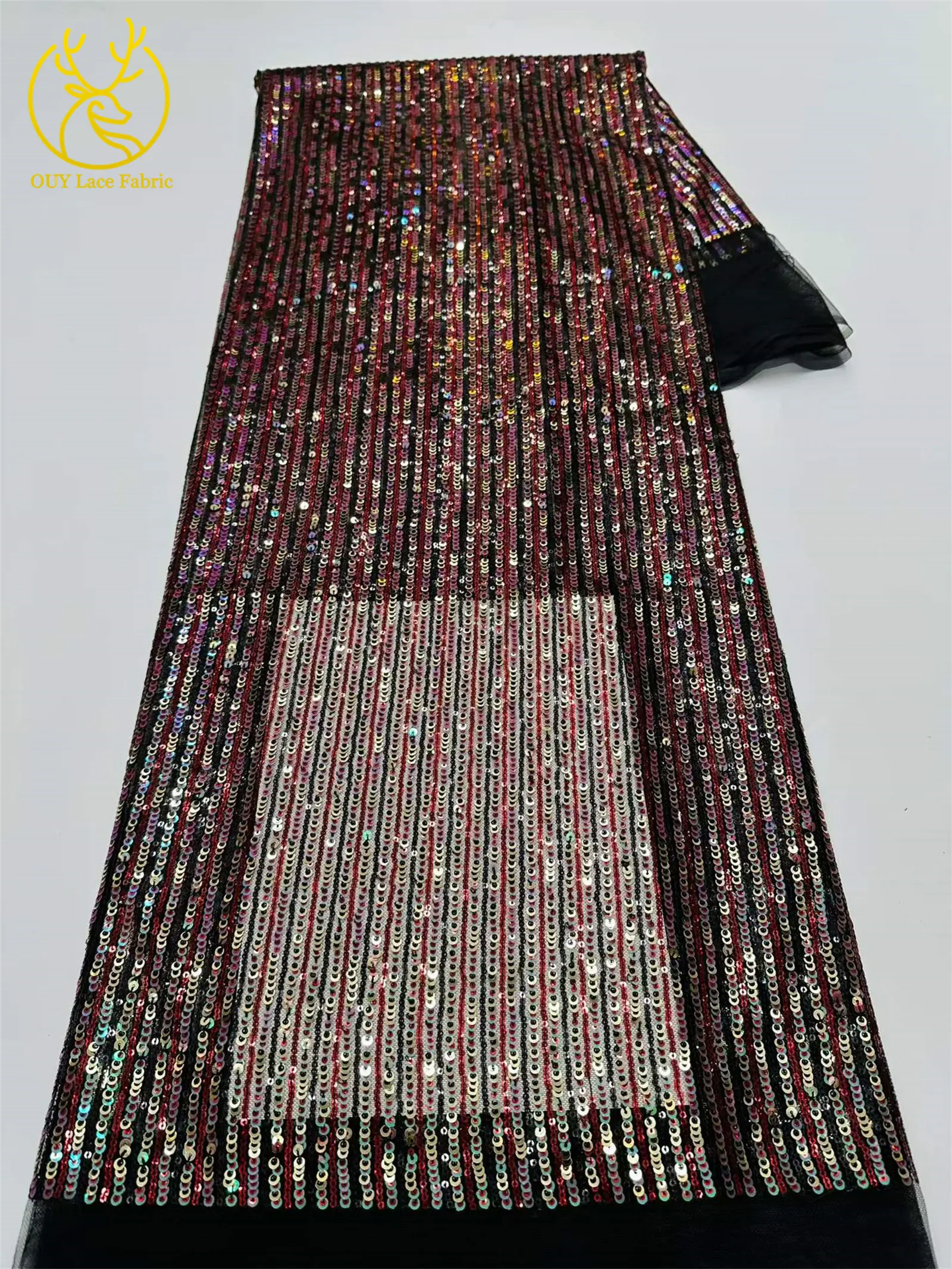 5 Yards afrikanischer Pailletten-Tüll-Spitzenstoff 2026 Hochwertiger französischer Netz-Spitzenstoff für elegante Abendkleider für nigerianische Frauen – Detail 8