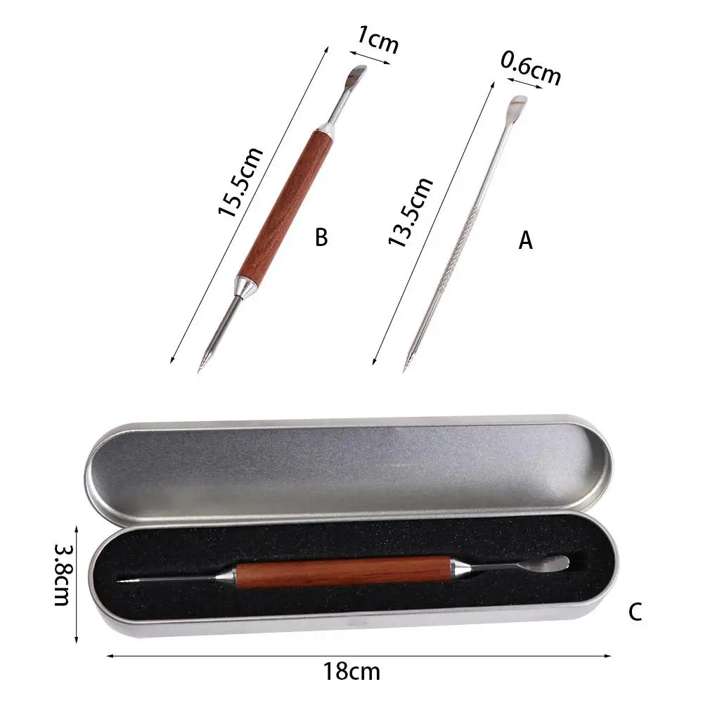 Stainless Steel Coffee Art Needles with Wood Handle Double Ended Design Coffee Latte Art Pen with Box Rustproof
