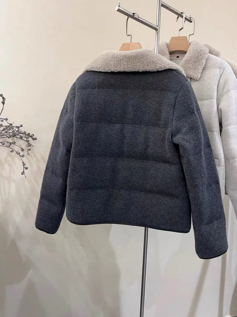 Luxurious knitted goose down jacket made of cashmere