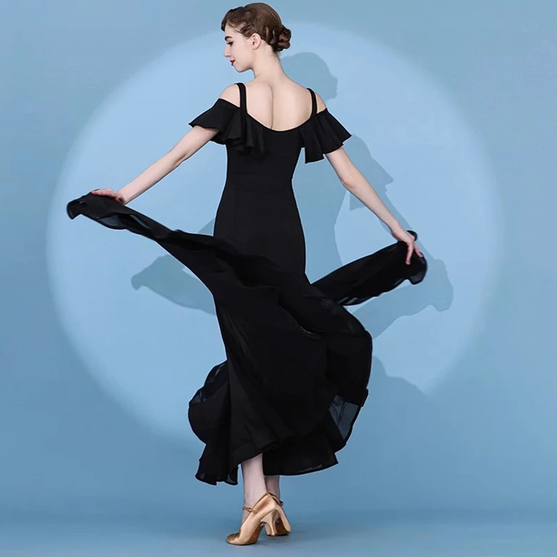 Women Modern Dance Dress  2024 New Elegant Ballroom Prictice Costumes Short Sleeves Tango Waltz Performance Clothes Stage Wear