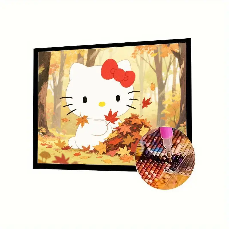 

1 шт. Hello Kitty, осенние листья, осенний лес, 5D полный дрель, набор для алмазной живописи, милый мультяшный горный хрусталь, вышивка, сделай сам, художественное ремесло f