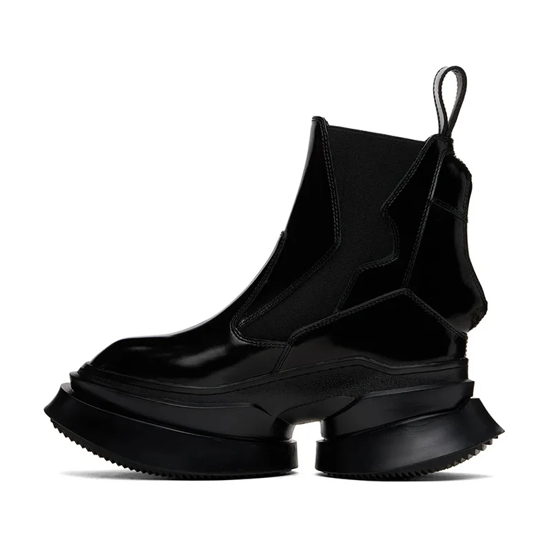 Men\'s High Top Boots Chelsea Platform Sneakers Leather Gothic Heels Snow Luxury Vintage Trendy Designer Black Shoes