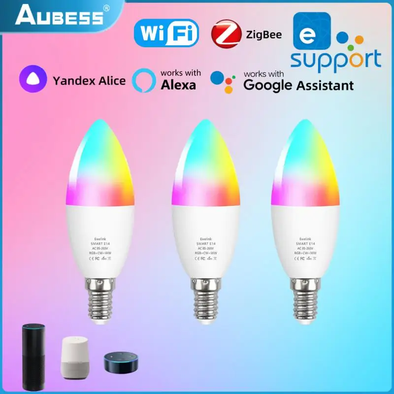 

EWelink Zigbee умная лампа-свеча E14 люстра Alexa светодиодная лампа RGB умные лампочки переменного тока 85-265 В умное украшение дома
