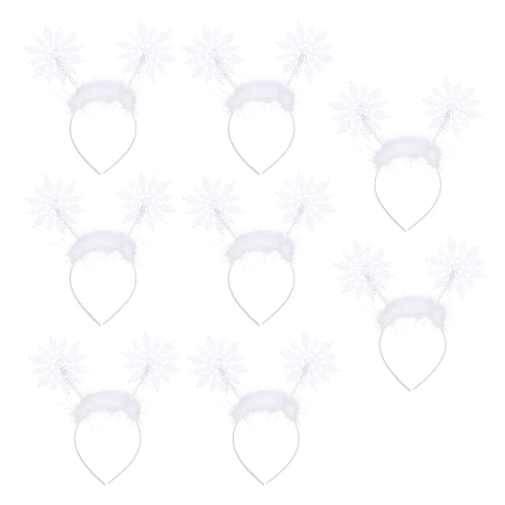 

8 PCS Christmas Snowflake Headband Costume Xmas Headdress Crown Hair Hoops Resin Festival Decor Party Stage Women's Decorative