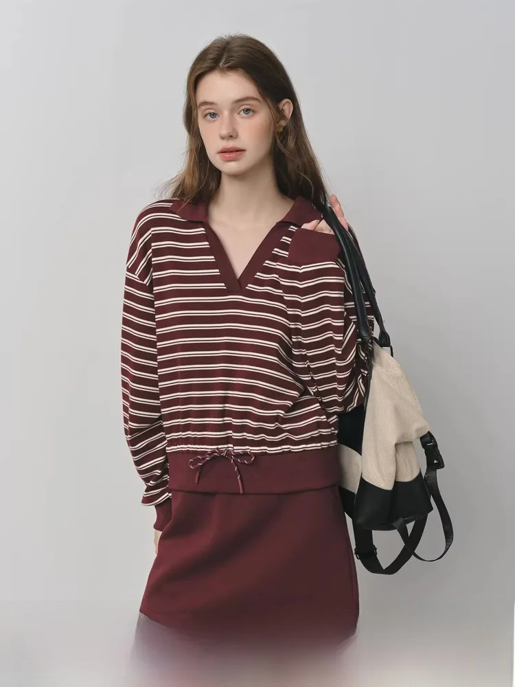 

Модный облегающий комплект с завязками: женский осенний свитшот и юбка, новинка 2025 года, комплект из двух предметов 32063207