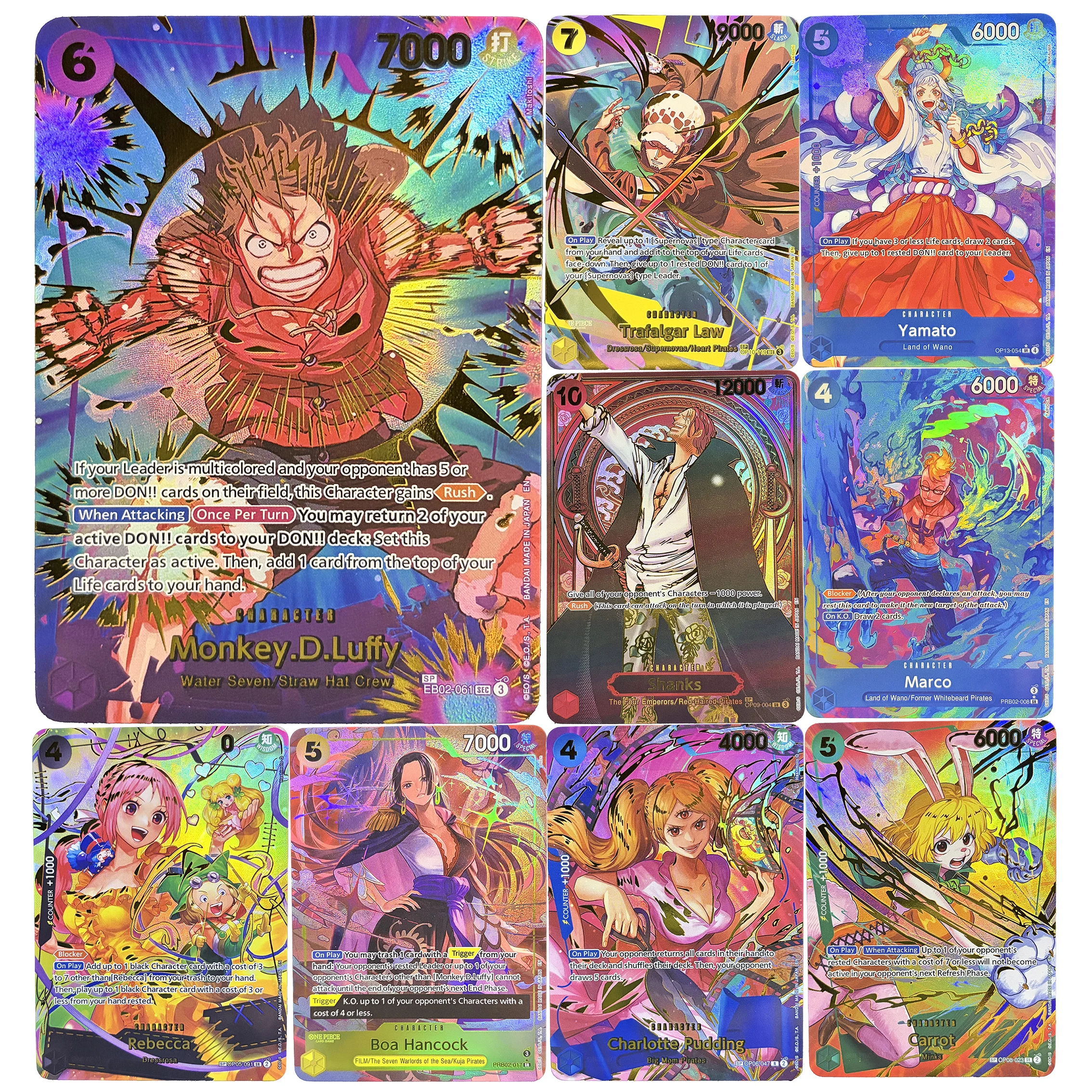 

Коллекционные карты One Piece OPCG PRB02/EB02/OP09 SP/SEC: Альтернативные иллюстрации, наборы Шанкса/Луффи/Лоу, Королевская кровь, 25-я годовщина, Прокси-карты