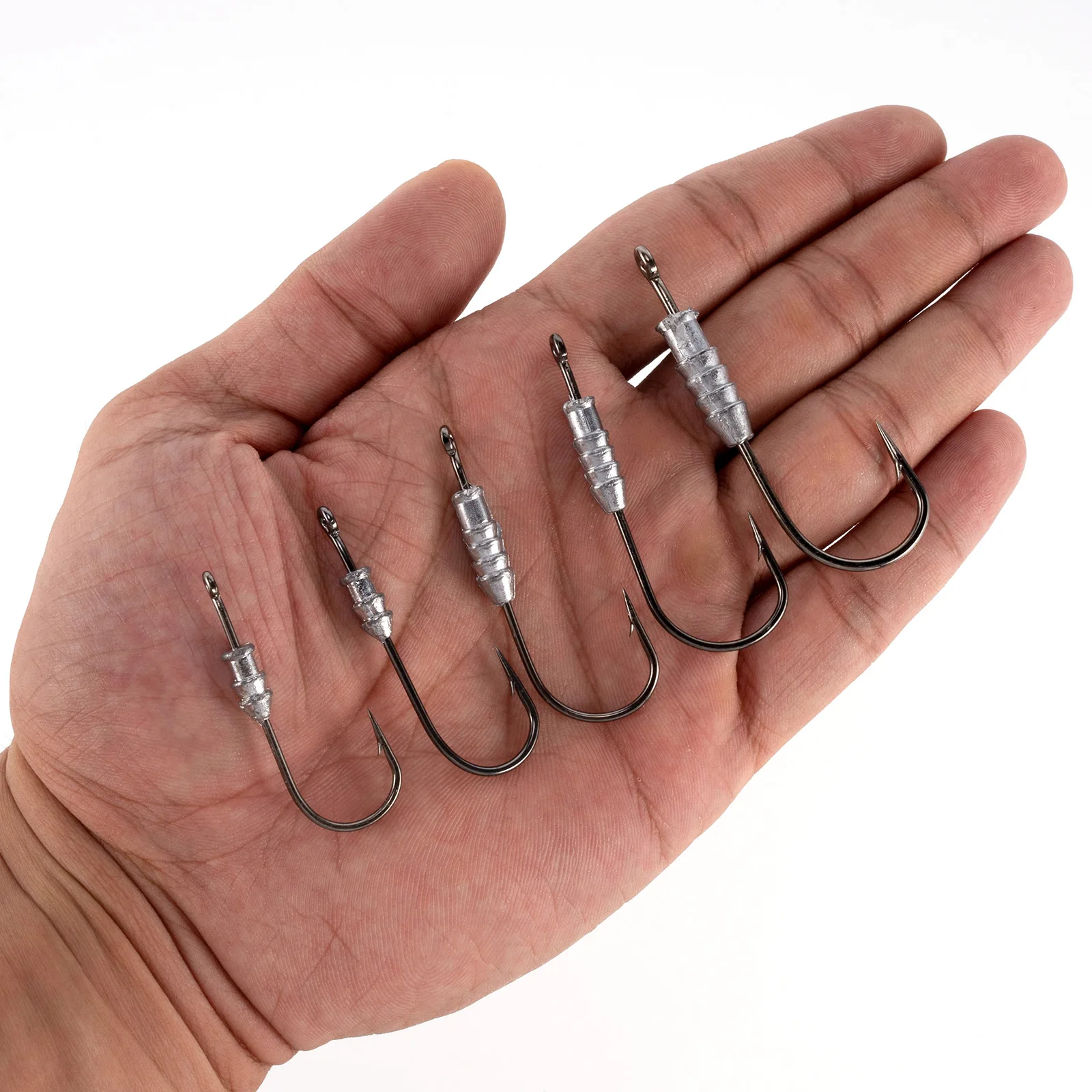 5/10 Stück Angeln gewichtete Wurmhaken Swimbait Bass Wurmhaken für weiche Kunststoffe Köder Jigkopfhaken Süßwasser Salzwasser 4g 5g 8g – Detail 6