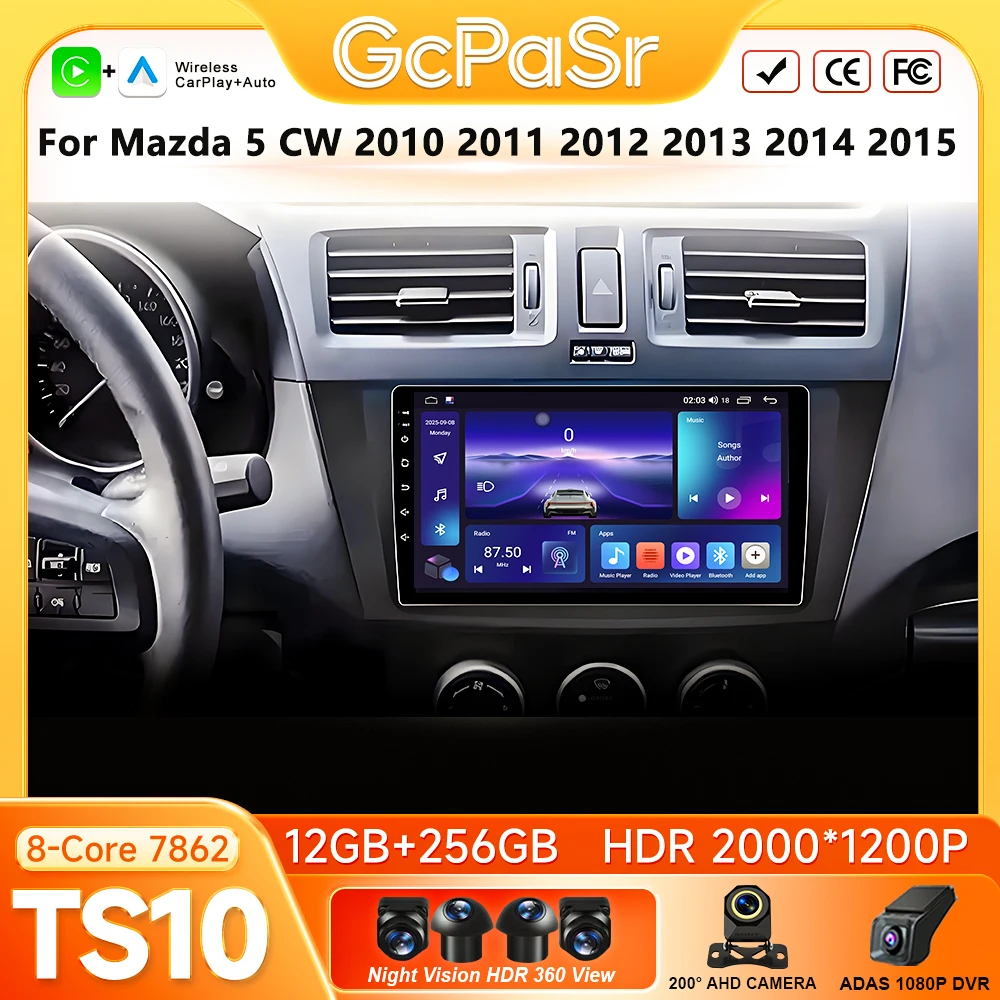 For Mazda 5 CW 2010 2011 2012 2013 2014 2015 Car Radio Carplay GPS Navigation Android Auto Autoradio Android 16 Video No 2din 2K