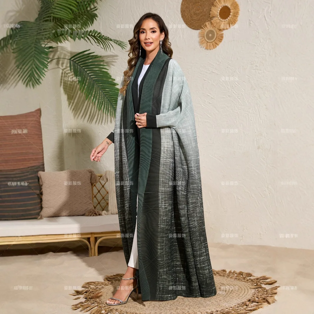 

Лето 2022, модный свободный кардиган, женский жакет с длинными рукавами и лацканами Miyake Fold, постепенное изменение цвета с принтом, куртка с длинными рукавами