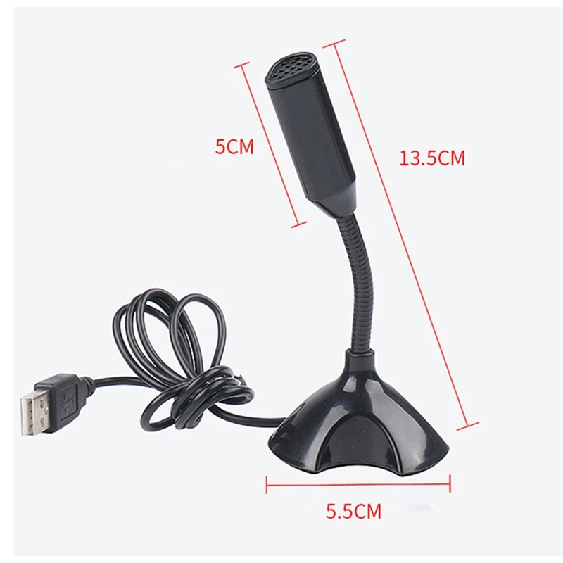 USB Laptop Microphone Voice Mic High Sensitivity Mini Studio Speech Mic Stand with Holder Gaming Conference for PC,White