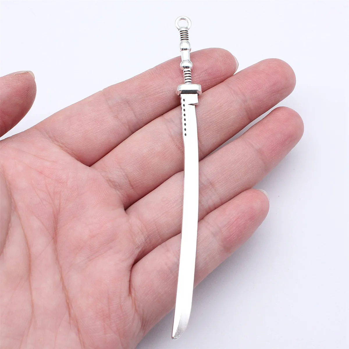 20pcs 104mm(4.09inch) Antique Silver Color Acgn Cosplay Sword, Gun, Sword And Halberd Charms Pendants - view 2
