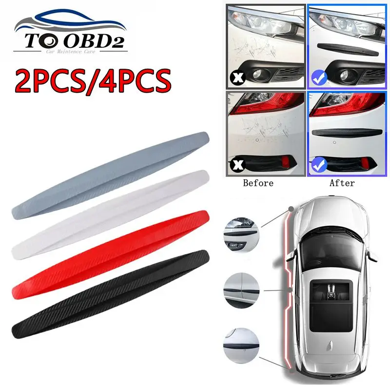 Newest 4/2PCS Anti Collision Car Bumper Guard Strip Car Sticker Trim Molding Protection Strip Scratch Protector Car Crash Bar