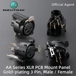 Neutrik-Connecteurs de panneau de montage PCB XLR à 3 broches, contacts en bronze, connecteurs de châssis mâles et femelles, prise avec ou sans verrouillage