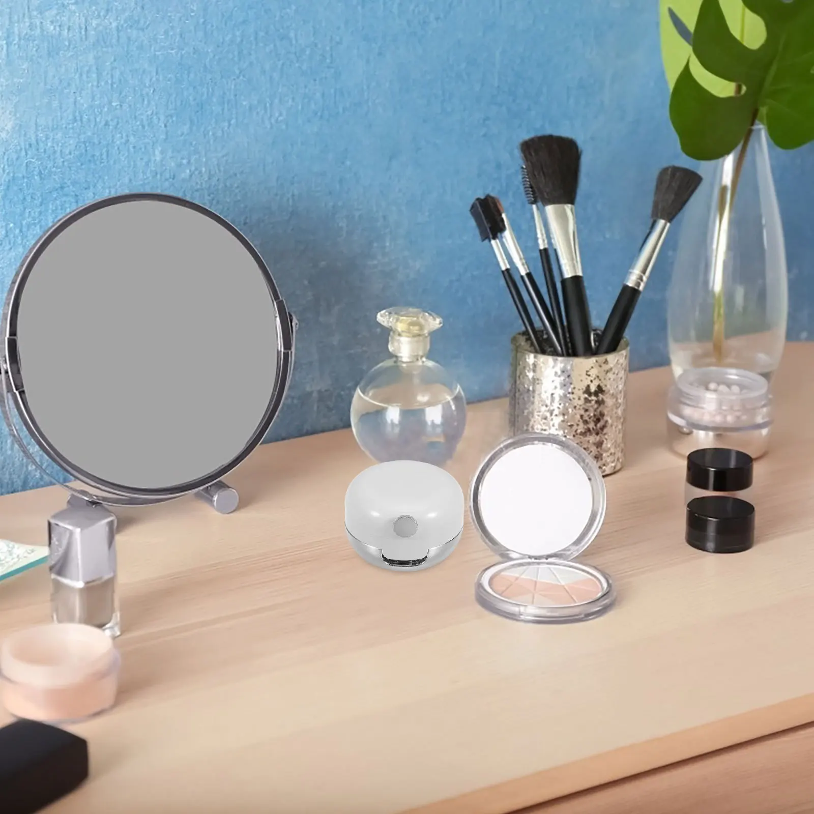 Portable Lip Mask Container with Silicone Brush Built-in Mirror Lipstick Holder for Travel Use Lip Brush with Cap