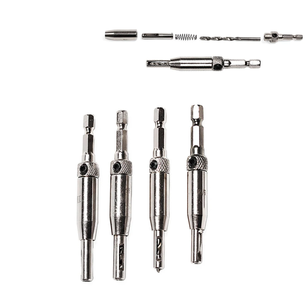 

4 Pcs Hole Opener Self Centering Drill Bits for Doors Windows Hinges 7 9 64 11 64 Sizes Brass Body Carpentry Cabinet