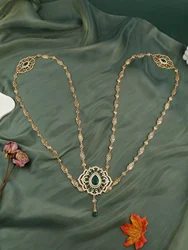 Catena di spalla di nozze marocchina collana di cristallo Color oro gioielli per il corpo della sposa di lusso collana lunga caftano da donna Accessori per la schiena