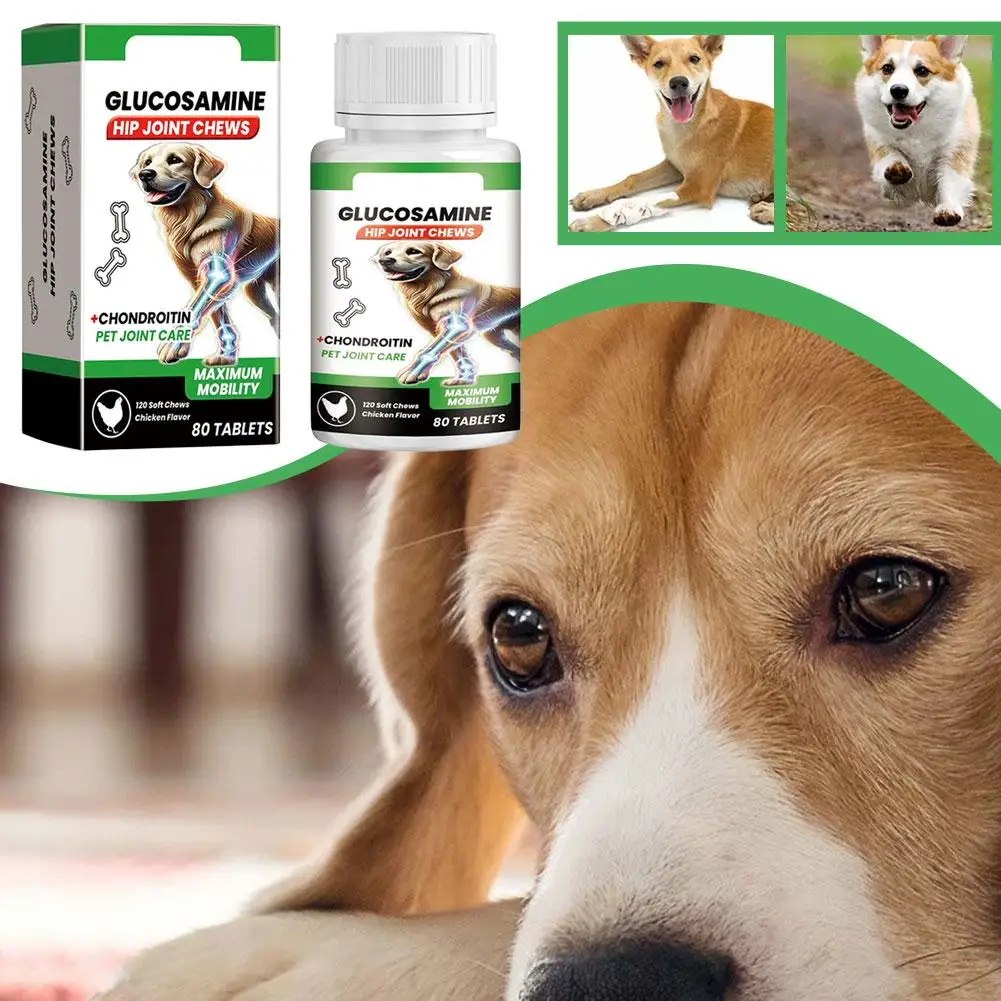 Soft Chews Dog Joint Supplement 80 Tablets Glucosamine Chondroitin Natural Formula Joint Flexibility Health