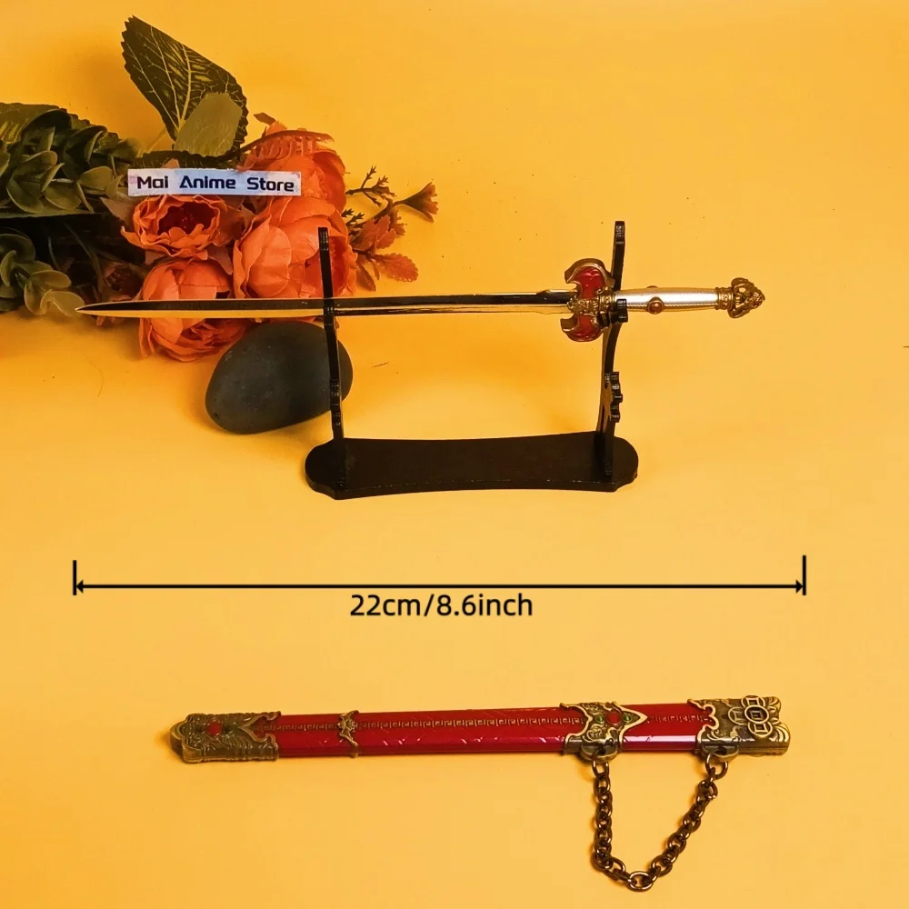 8.6in metal chinês antigo katana lâmina vermelho anime ninja faca espada tamanho real japonês katana original samurai sabre brinquedo presente