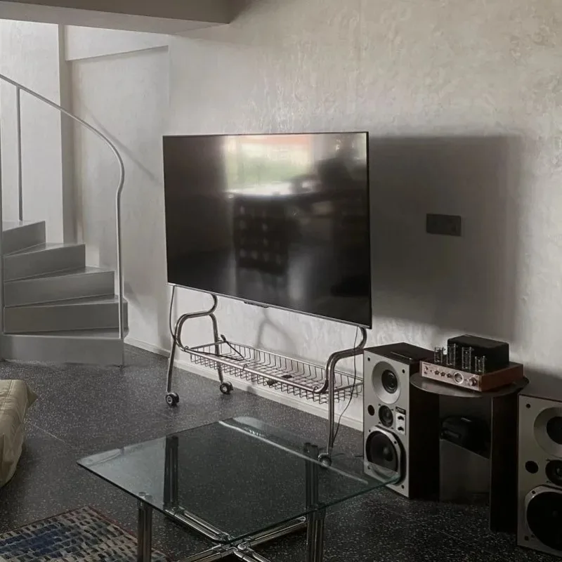 حامل تلفزيون نورديك عربة تلفزيون فاخرة شديدة التحمل من الفولاذ المقاوم للصدأ مقاس 32-75 بوصة مع رف تخزين سهل التجميع متين لغرفة المعيشة #4