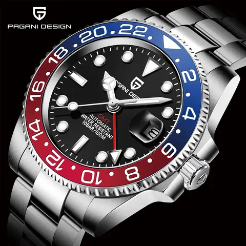 2026 New PAGANI DESIGN Luxury Men Mechanical Watches Stainless Steel GMT Watch Top Brand Sapphire Glass Men Watch reloj hombre