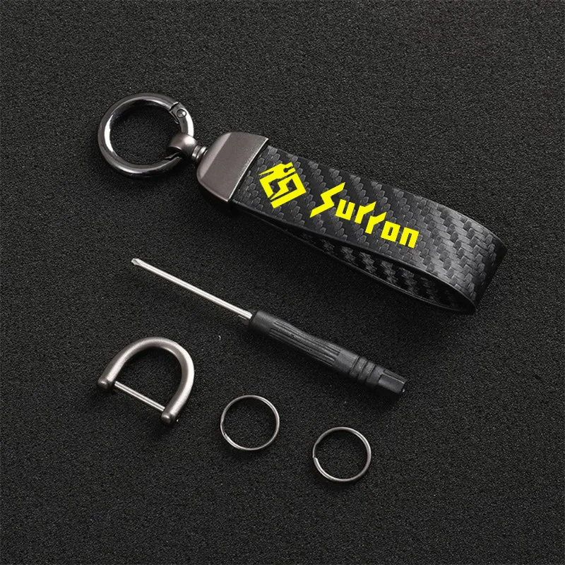 High-Grade Car Keychain Holder Carbon Fiber Leather Motorcycle Keychain Holder Keyring for SURRON 48T 52T 54T 58T 64T