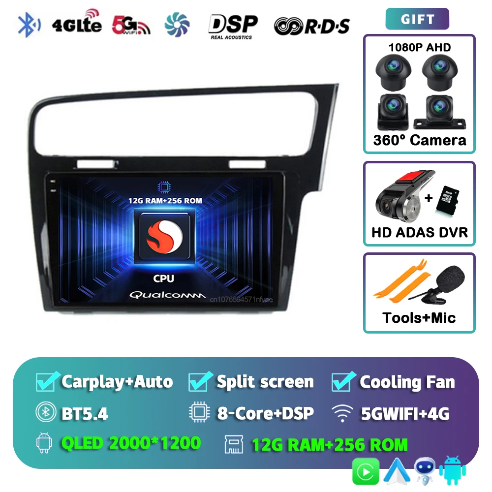 Android 16 Car Radio For Volkswagen VW Golf 7 MK7 GTI 2012-2021