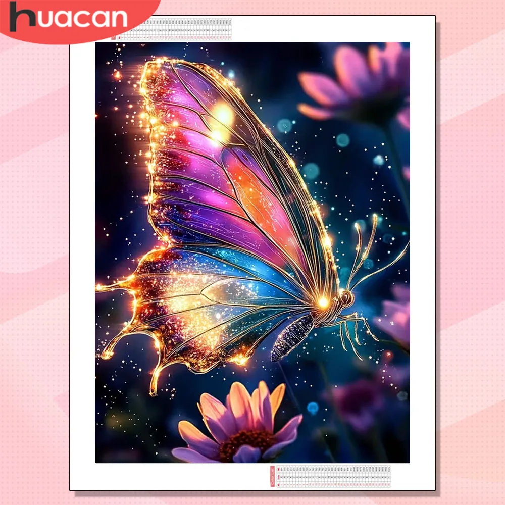 HUACAN Mosaïque Diamant Nouvelle Peinture Diamantée 5D Papillon Animal Fantaisie Loisirs Créatifs Artisanat Décoratif