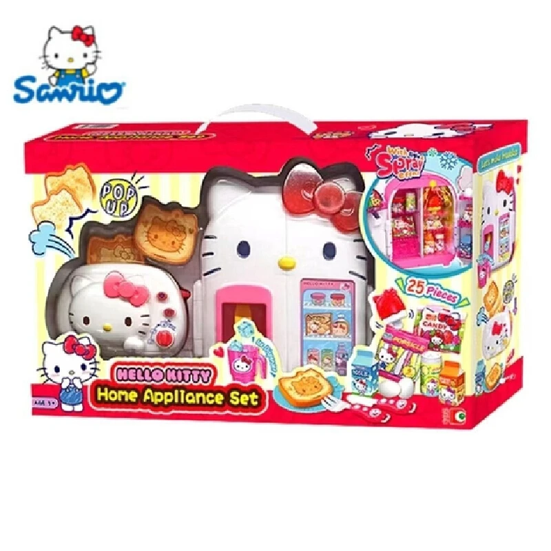 Originele Sanrio Hello Kitty Simulatie Keuken Cartoon Kawaii Kleine Koelkast Kinderspeelhuis Set Speelgoed Kerstcadeau