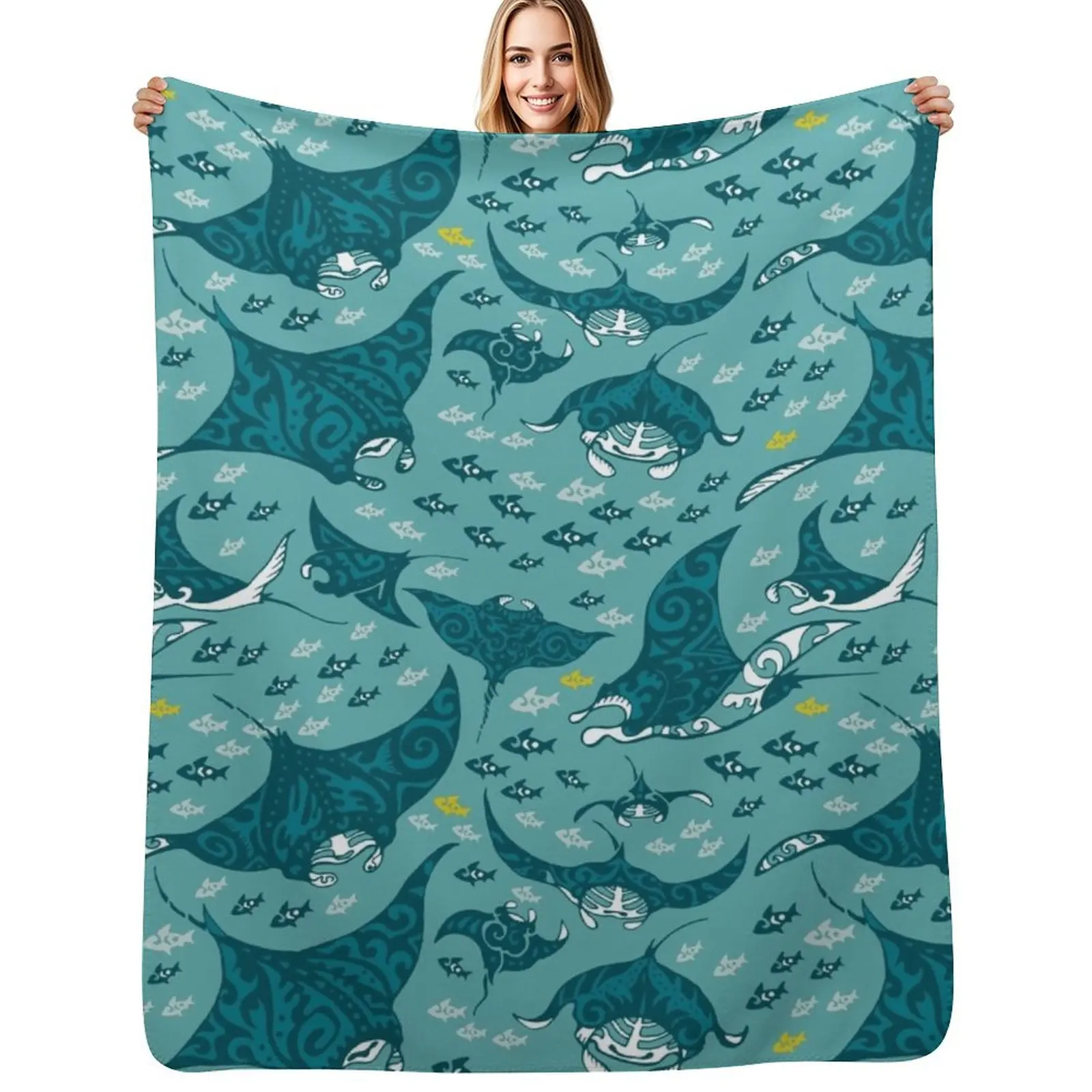 Manta ray Throw Blanket Lightweight Warm Blanket for Indoor Outdoor Use