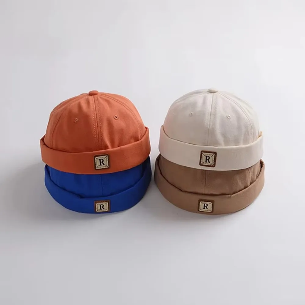 

New Fashion Baby Dome Brimless Hat for Boys Girls Kids Landlord Hats Children Melon Cap Vintage Solid Color Hip Hop Docker Cap