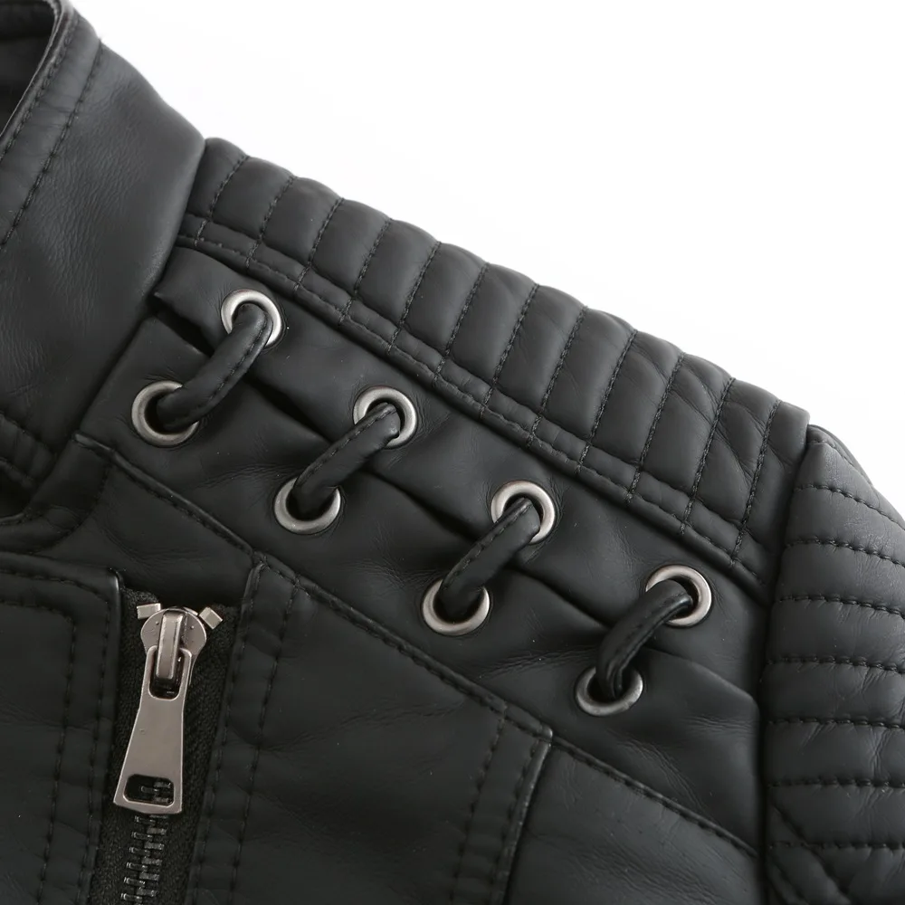 Spring Autumn Leather Jacket Women Slim Fit Motor Biker PU Leather Short Coat Stand Collar Ladies Zipper Outerwear