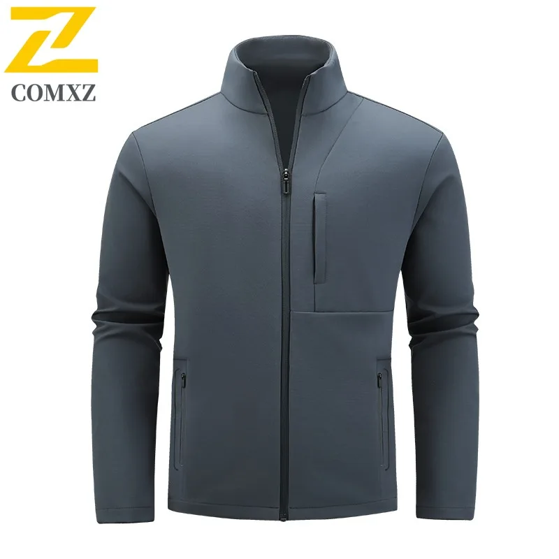 

COMXZ Mens Softshell Jacket Casual Outdoor Sports Lightweight Coat Luxury Quick-Dry Breathable Running Zipper Hooded Leisure