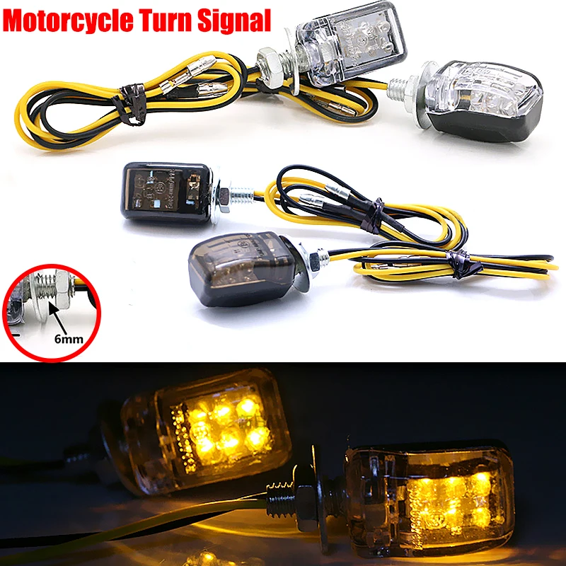 Mini indicatori di direzione per moto 12V 6mm Indicatori di direzione per moto Lampada per Honda Per Yamaha Per Kawasaki Indicatori di direzione