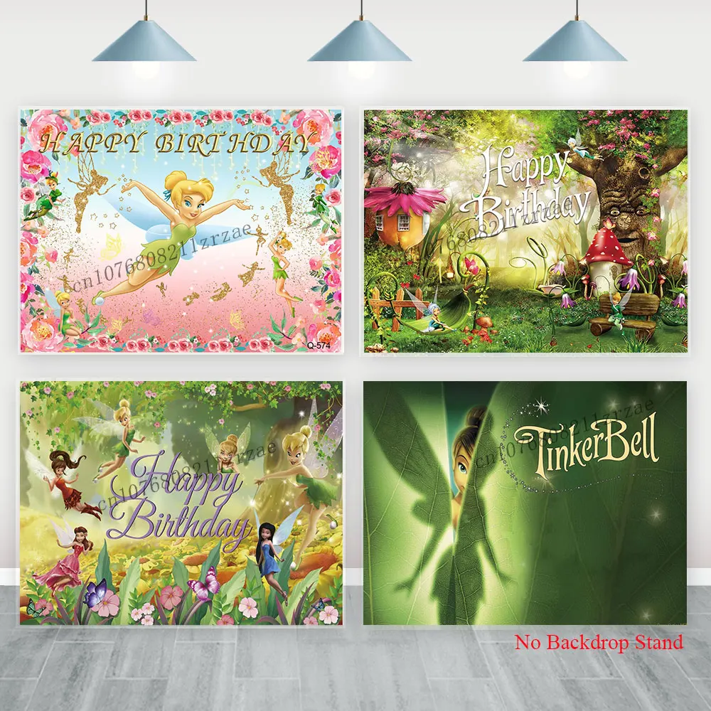 Tinker Bell Backdrop Kids Girls Birthday Party Elf Decorations Baby Shower Banner Poster Photo Background Wall Photography Props