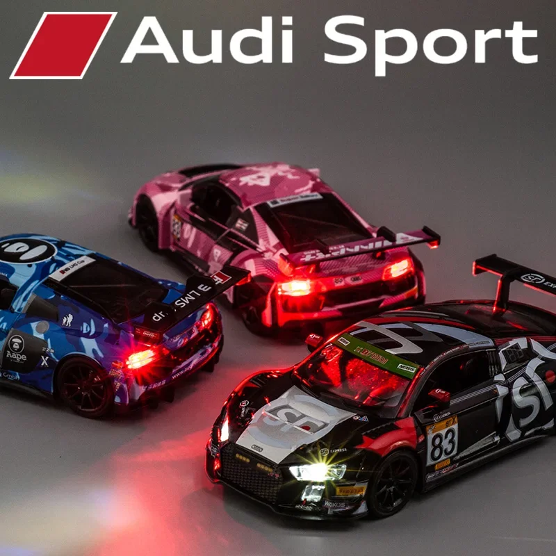 Auti r8カップDIYキャストメタルスポーツモデル、シミュレーション合金、ブランド、トレンディなブランド、収集可能な子供のおもちゃ、ギフト、1:32