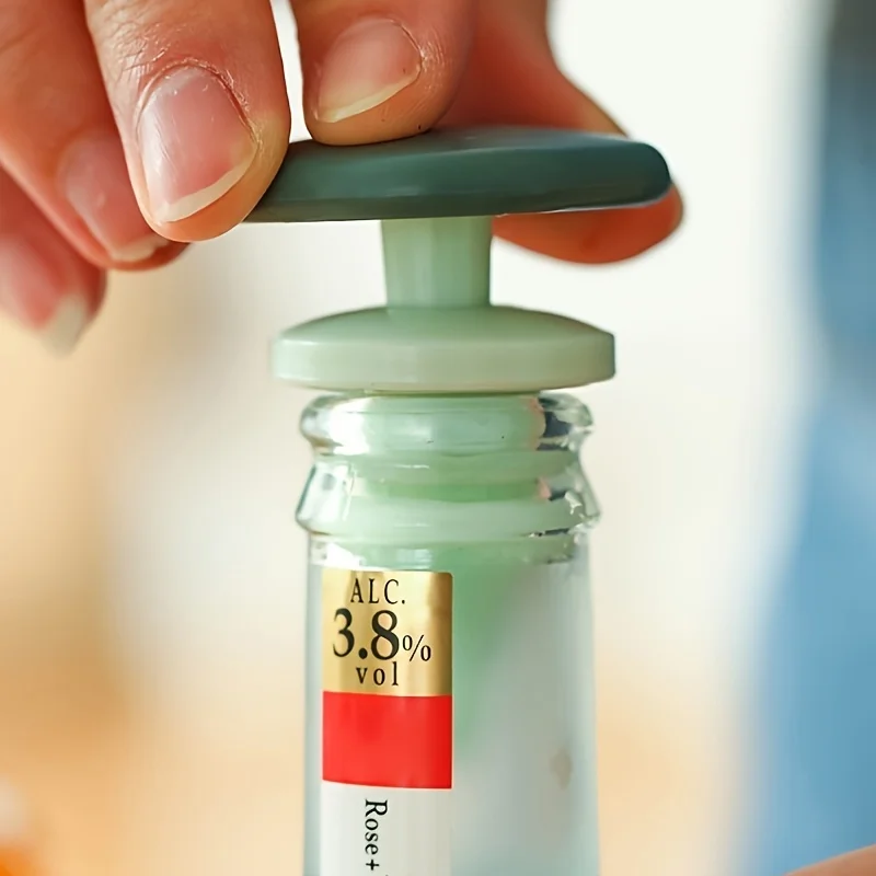 赤ワインボトルストッパー2個、シリコン漏れ防止キャップ付き、ワインや調味料ボトルの保存に適しており、再利用可能