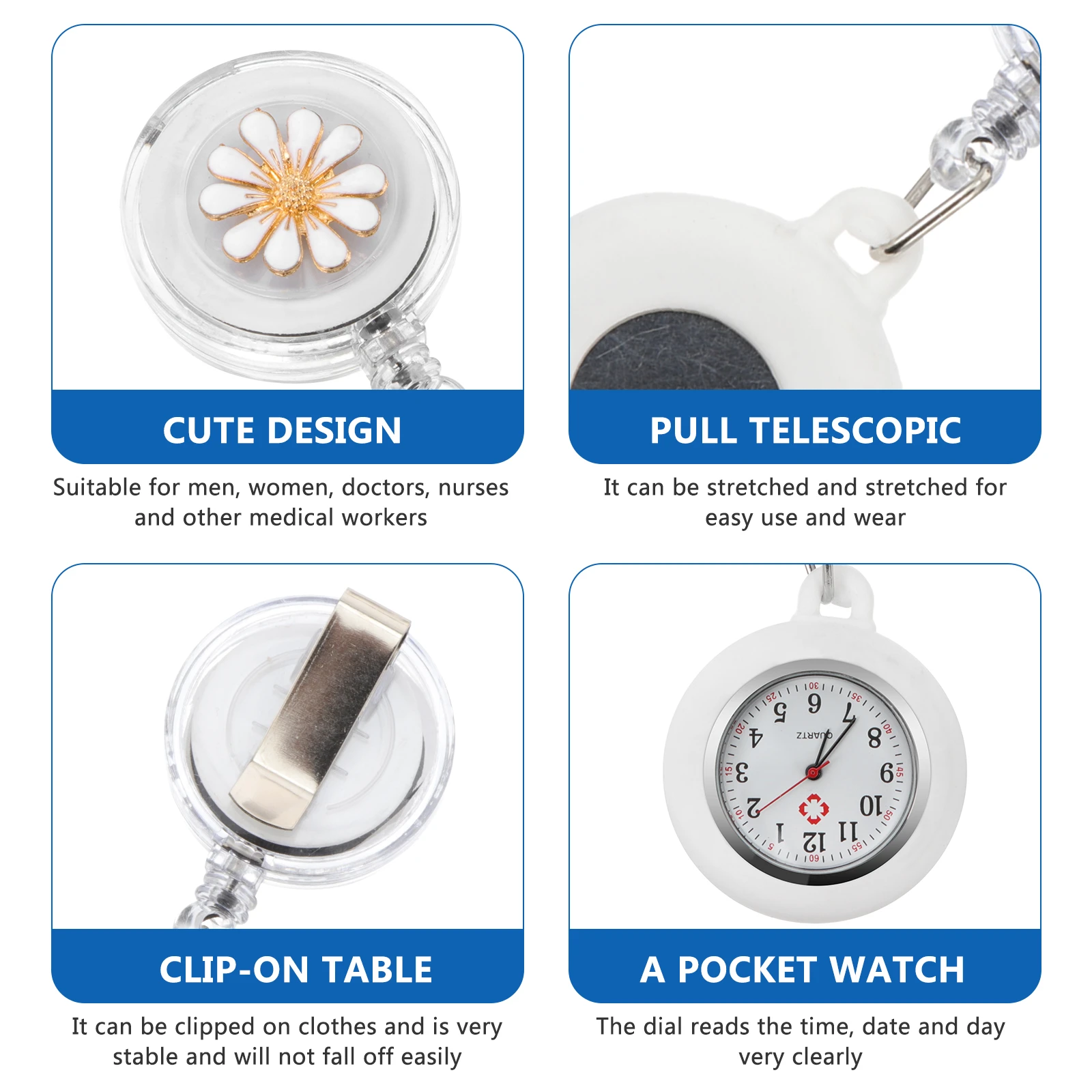 

Stretching Chest Nursing Clip Watches Women Nurse Brooch Analog for Doctors Nurses Light