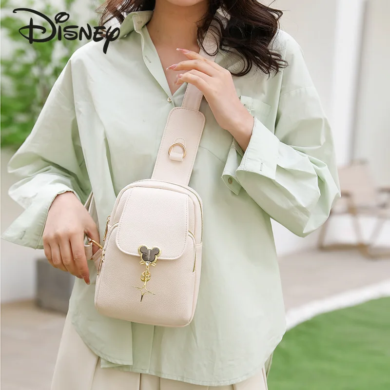 Disney Mickey New Women's Chest Bag Fashion High Quality Women's Crossbody Bag Popular Solid Color Versatile Casual Women's Bag