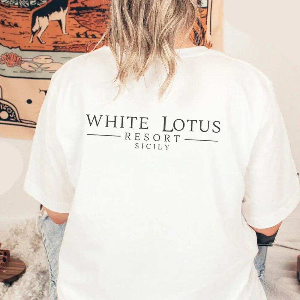 White Lotus Sicily T Shirt White Lotus Season  Shirt White Lotus Resort & Spa Tee Cotton T-Shirt Round Neck Unisex Summer Tops